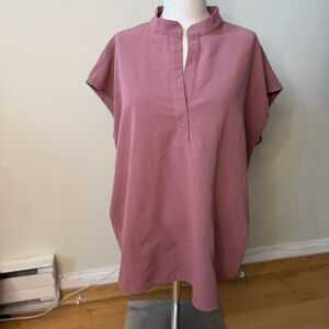 Figs Rafaela Oversized Scrub Top Mauve L GUC Nurse Medical Hospital V Neck